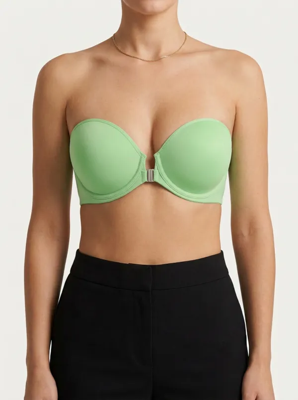 Women's Metal-Clasp Underwire Front-Closure Strapless Bra