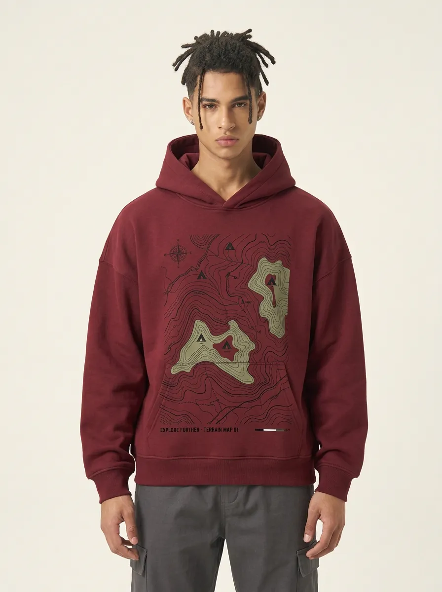 Men's Ridge Hiking Explorer Topographic Graphic Hoodie