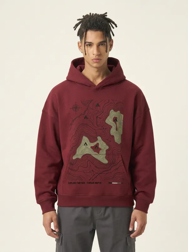 Men's Ridge Hiking Explorer Topographic Graphic Hoodie