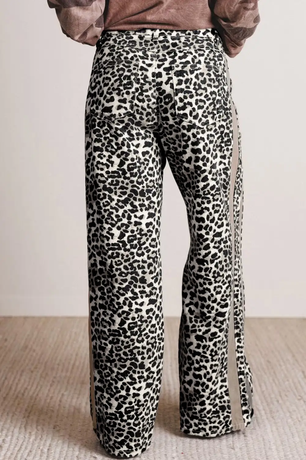 Relaxed Leopard-Print Straight Leg Jeans