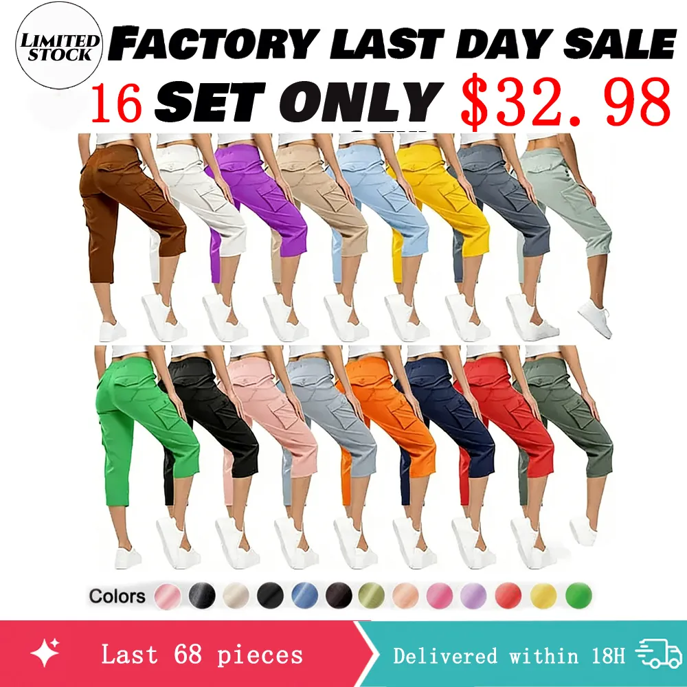 🔥Last day promotion🔥Women's Cargo Capris Lightweight Hiking Pants Shorts Cropped Cotton