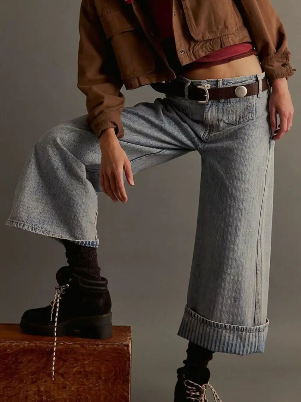 Utility Wide Leg Denim Jeans