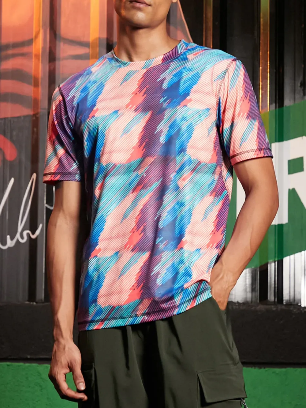 Sporty Pull On Abstract T-Shirt