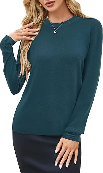 🍂 Women’s Wool Blend Classic Crew Neck Sweater – Timeless Warmth, Effortless Style