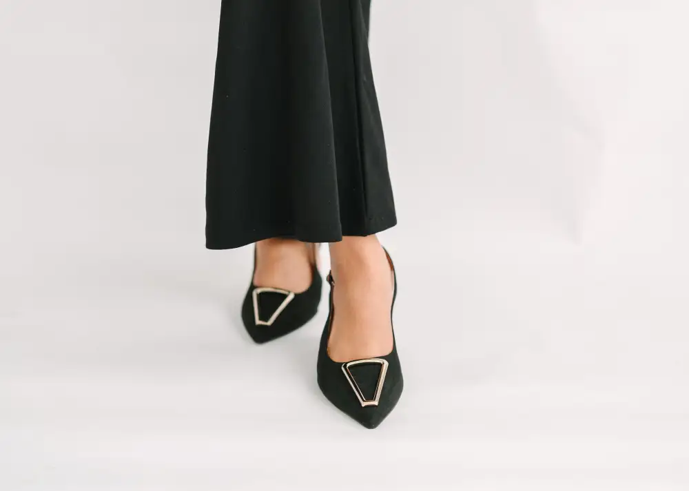 Faux Leather Pointed Toe Kitten Heel Slingback Slingback Heels