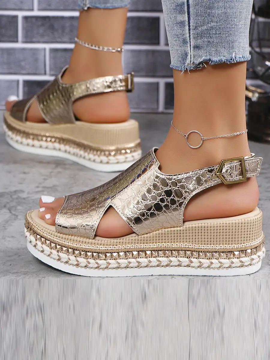 Open-Toe Snakeskin Heeled Sandals