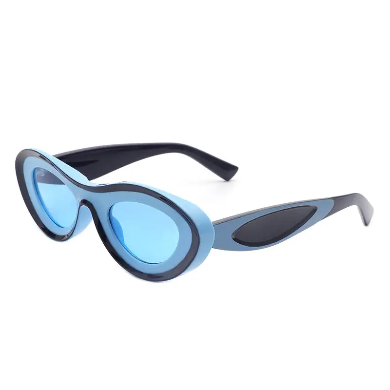 Slim Cat Eye Oval Frame Sunglasses