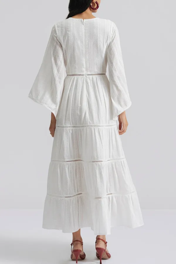 V Neck Tiered Chiffon Maxi Dress