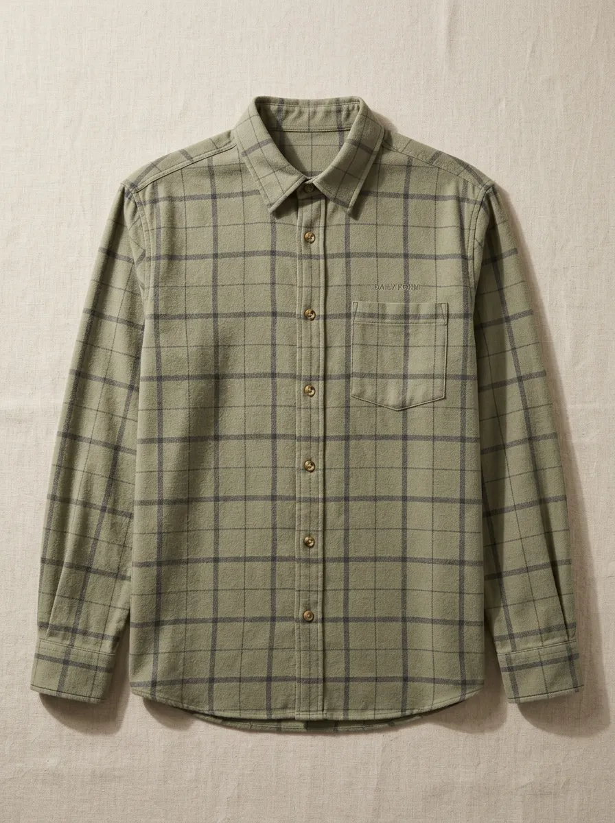 Modern Profile Plaid Long-Sleeve Men's Long-Sleeve Shirt