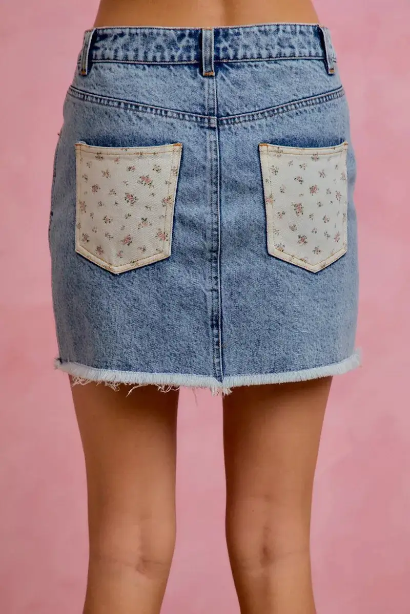 Simple Denim Cotton Blend Silhouette Skirt