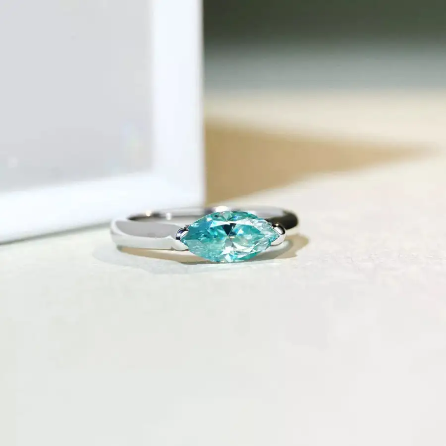 Neat Sterling Silver Moissanite Ring