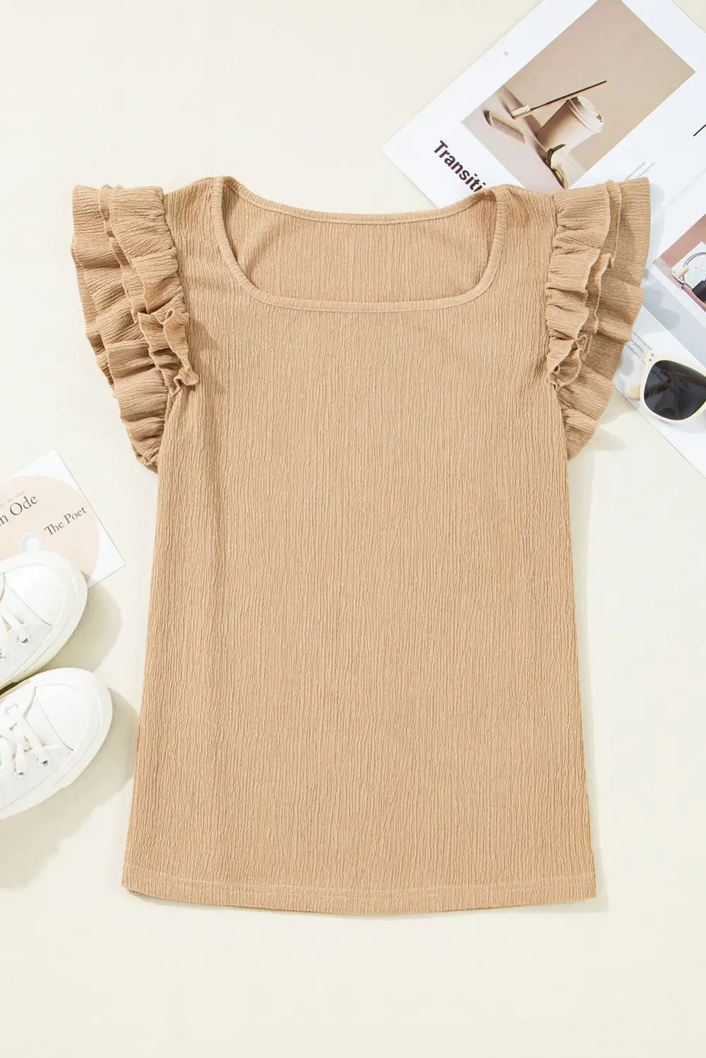 Ruffle Trim Sleeveless Top