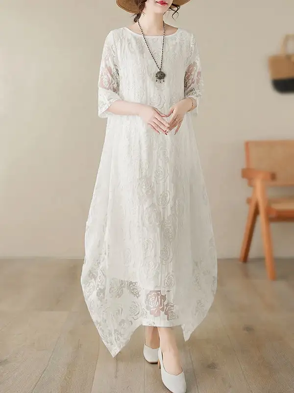Gauze Neck Maxi Dress