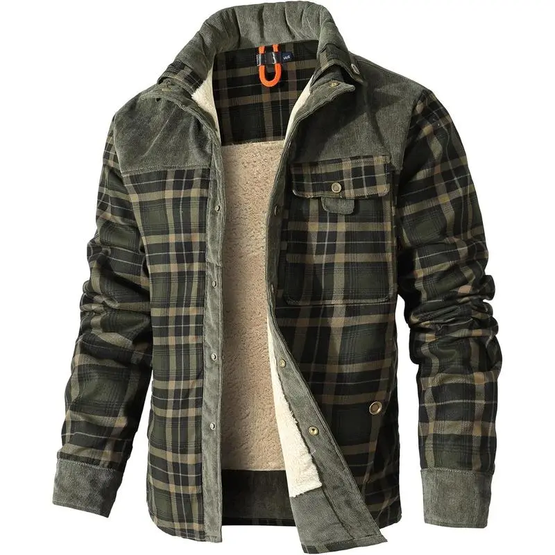 Men's Plaid Flannel Autumn and Winter Warm Jacket