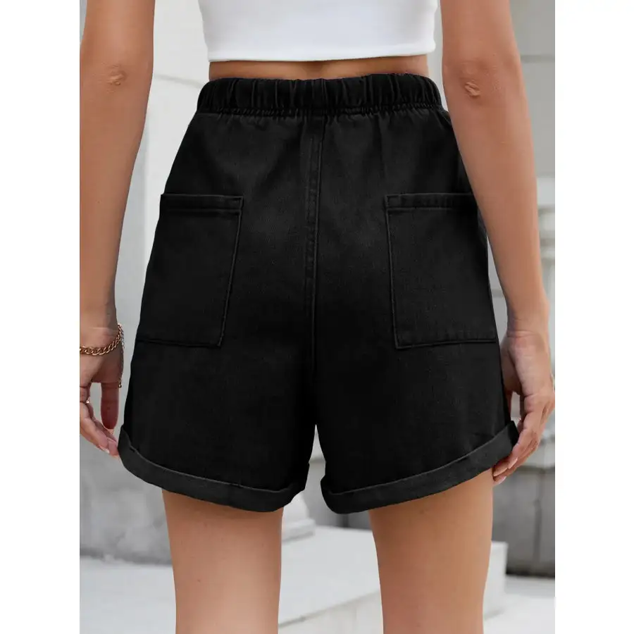 Drawstring Wash Denim Shorts
