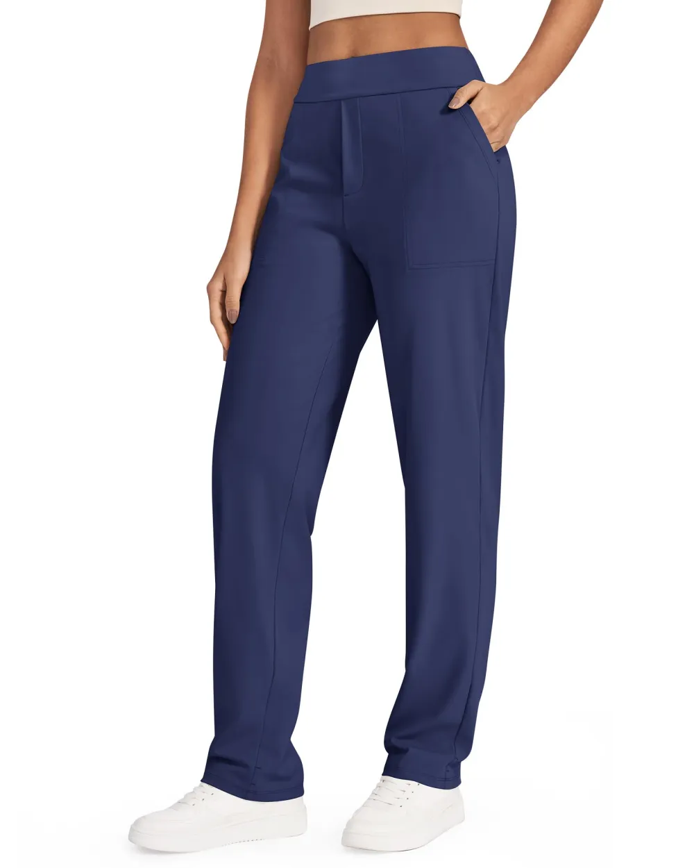 Women's High Elasticity Midrise Straight Leg Pants - Dark Blue