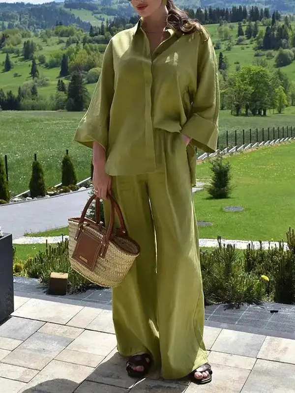 Relaxed Panel Detail Blouse And Pants Set