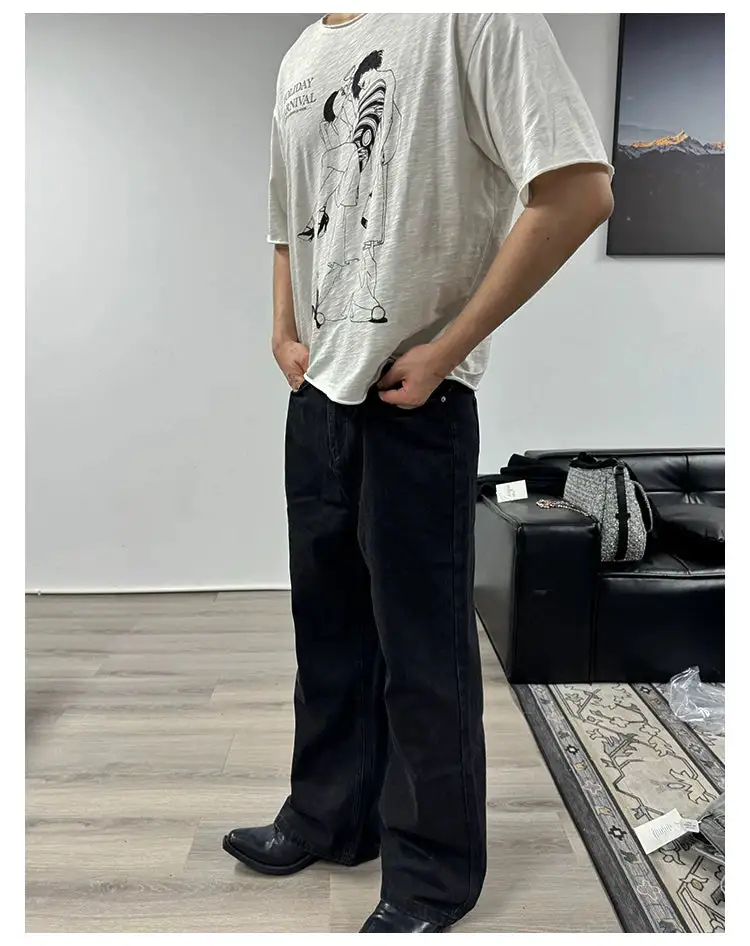 Wide-Leg Classical Wash Jeans