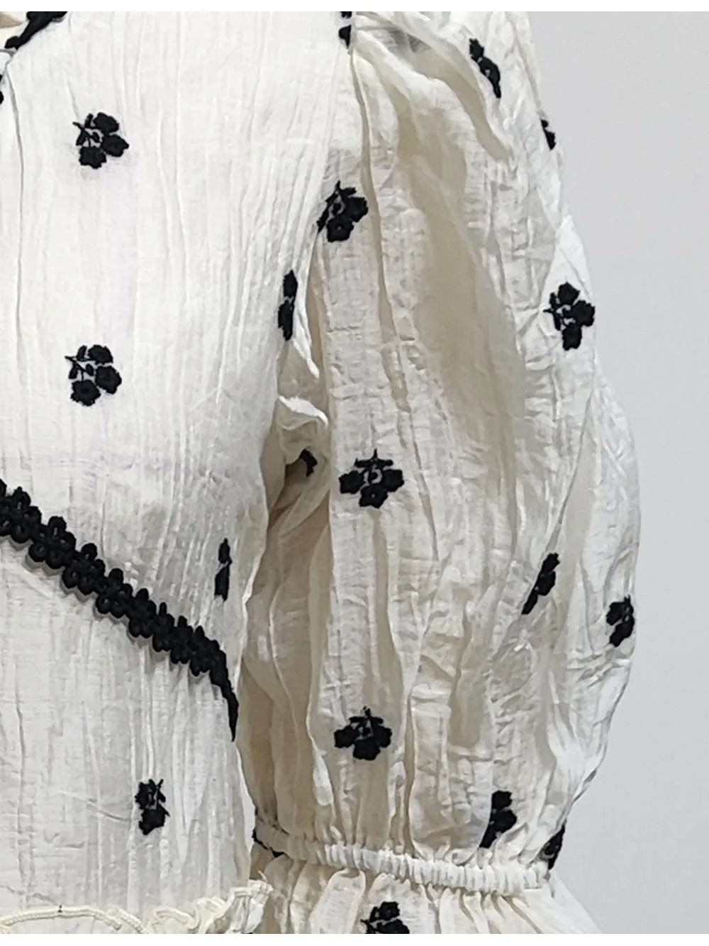 Boho Embroidery Front Tiered Hem Mini Dress