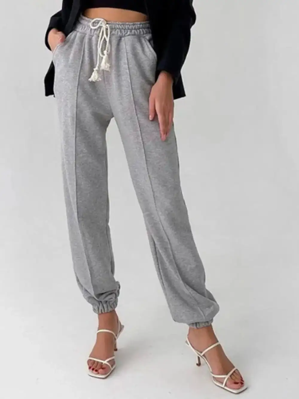 Refined Drawstring Pocketed Jogger Pants