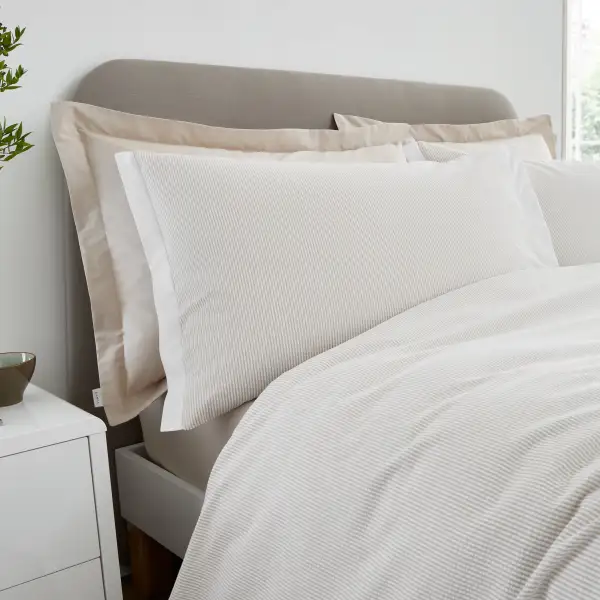 Modern Bedroom Woven Stripe Seersucker Duvet Cover Set