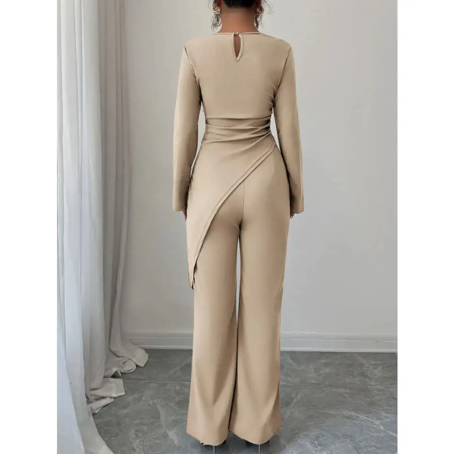 Asymmetric Long Sleeve Top and Pants Set