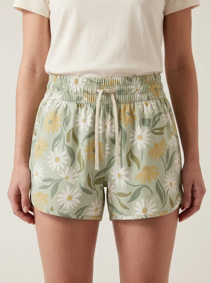 Women's Allover Floral Drawstring Casual Shorts