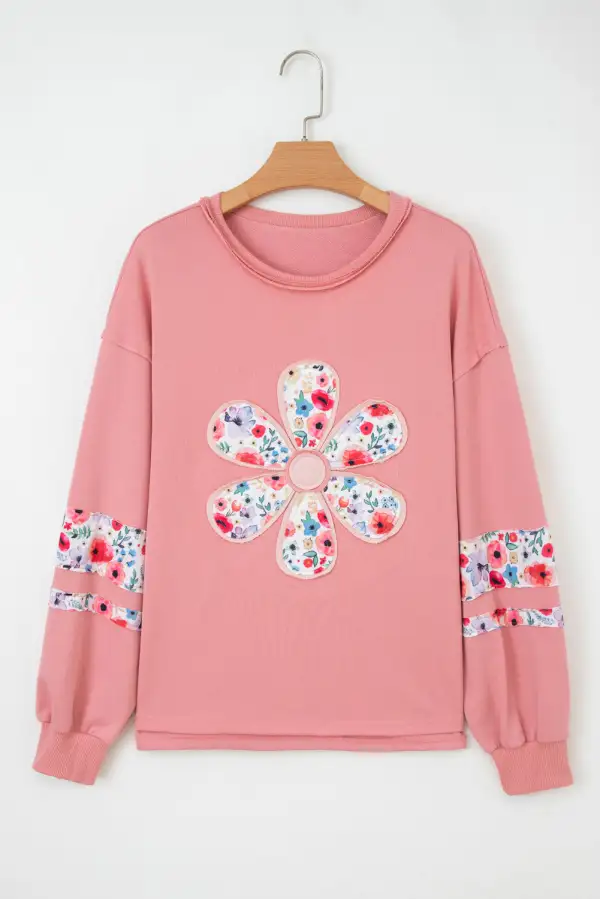 Easygoing Relaxed Floral Pullover Sweatshirt