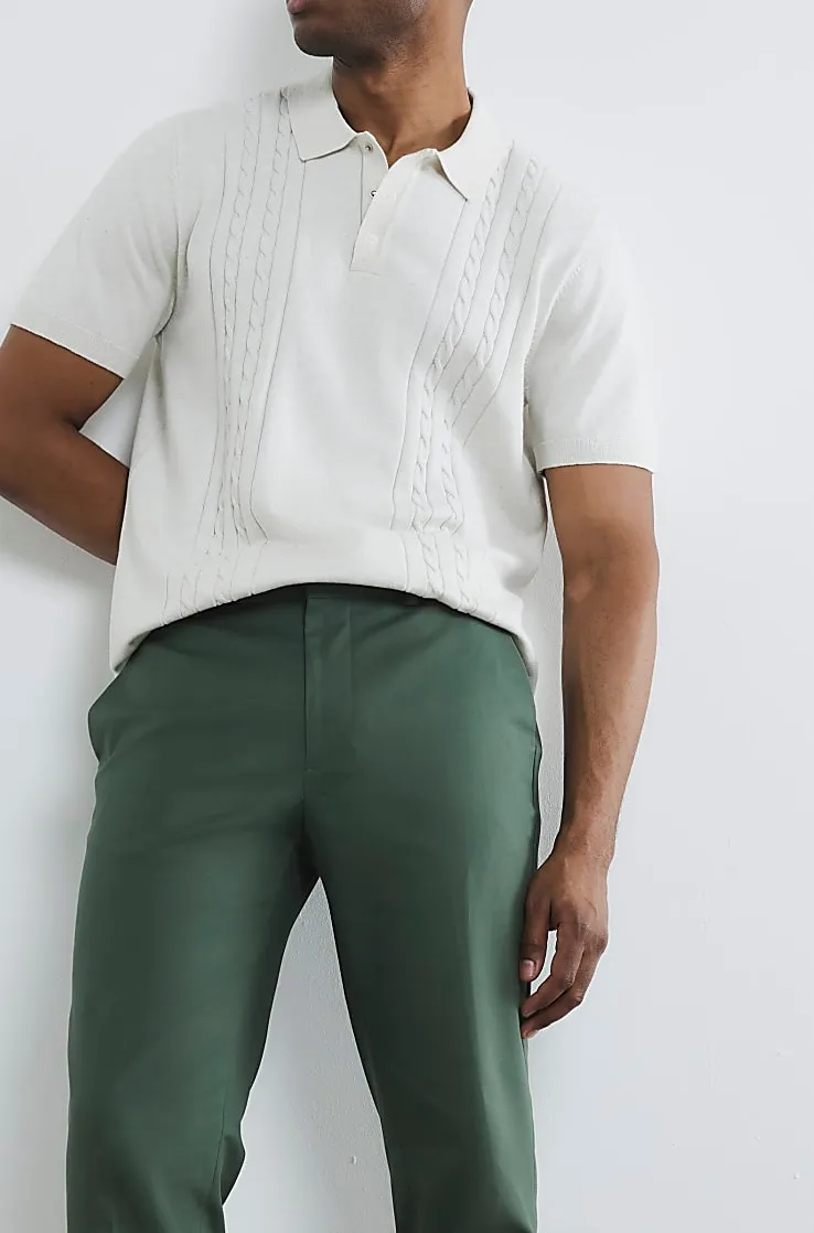 Men's Green Slim Fit Cotton Trousers