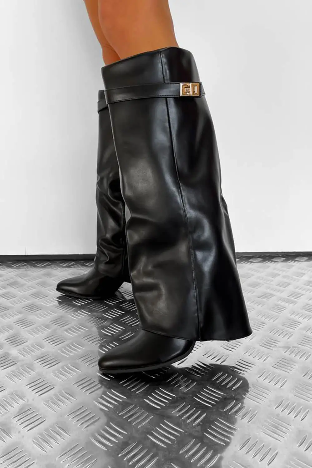Faux Leather Fold Over Metal
