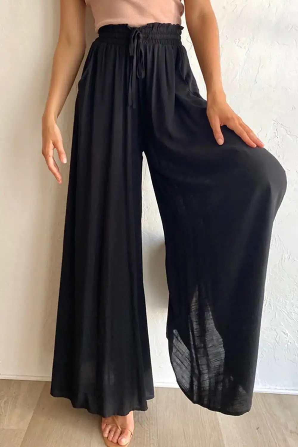 Elastic Waist Printed Wide Leg Pants