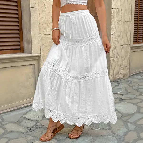 Women's Lace Ruffled Boho Skirt