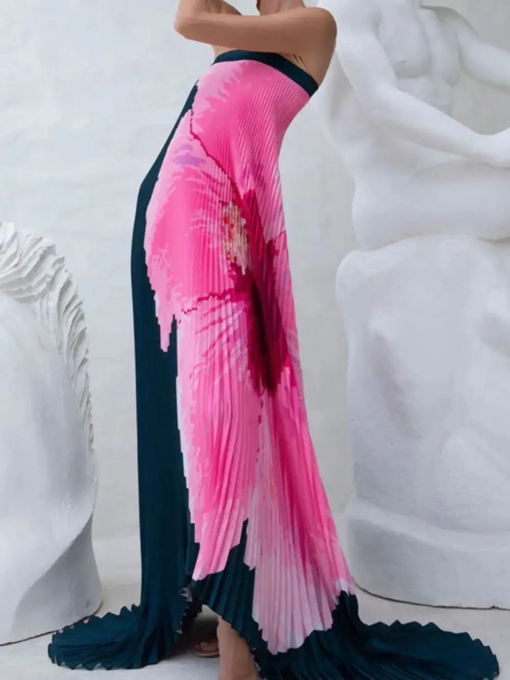 Printed Pleated Dress Casual
