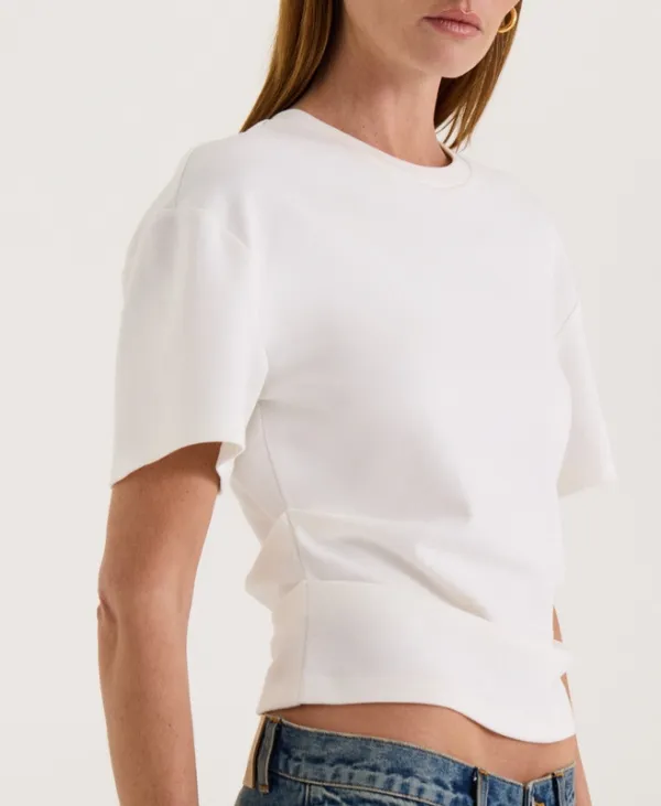 Cream Asymmetric Jersey Tee