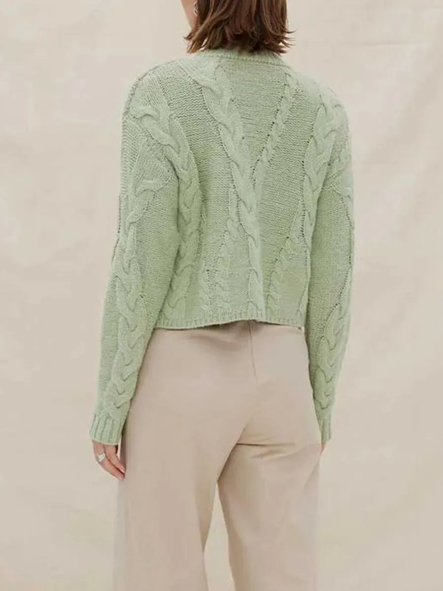 CABLE-KNIT ROUND NECK SWEATER