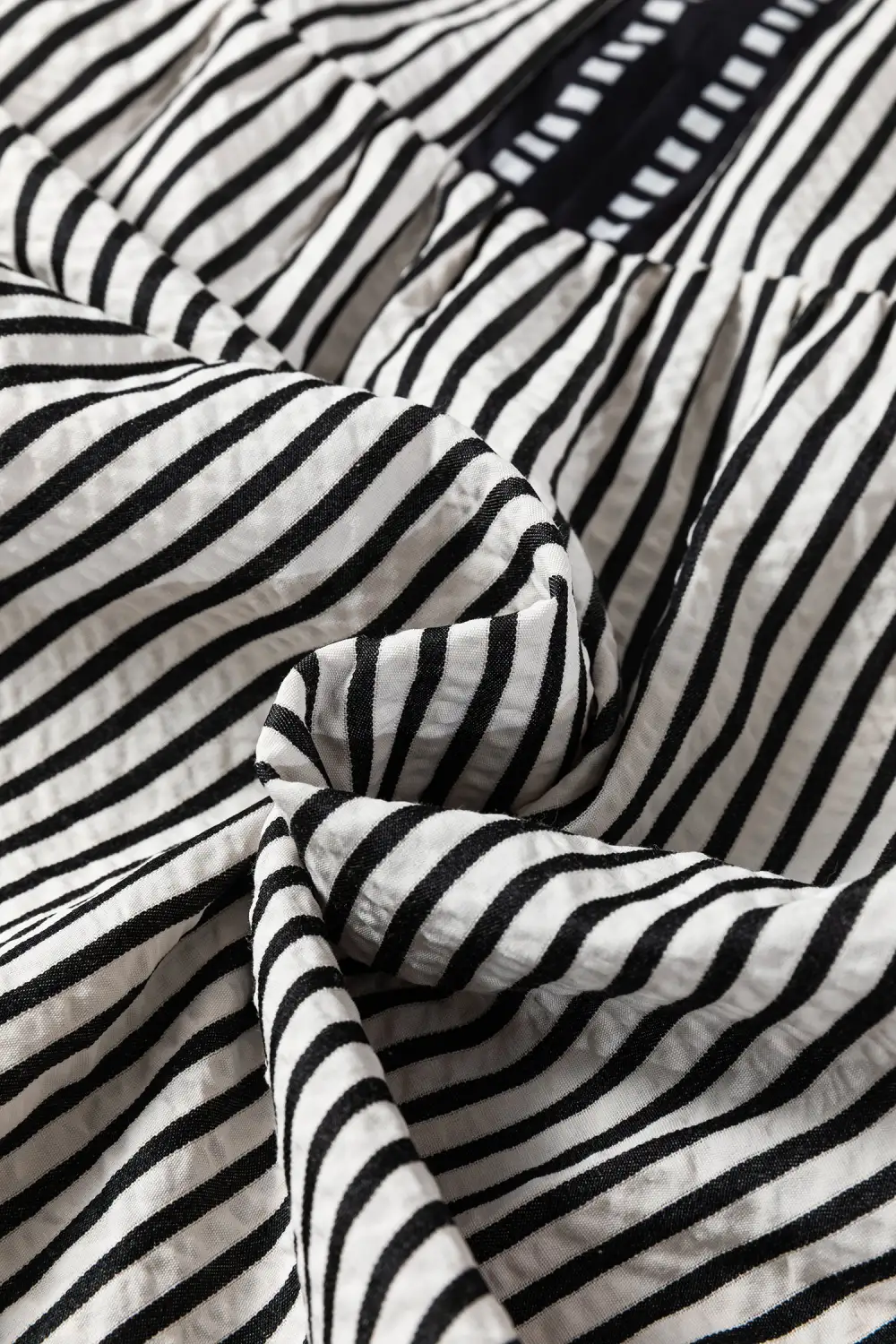 Comfort Fit Striped V Neck Ruffle Midi Dress