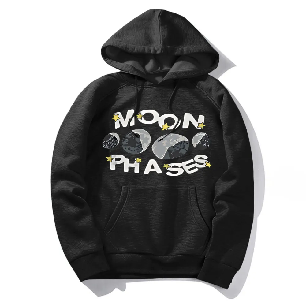 Sad Moon Print Hoodie
