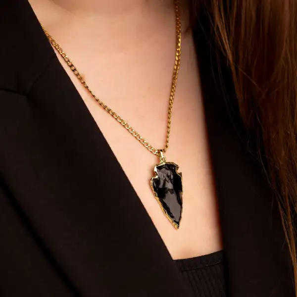 Raw Obsidian Pendant Necklace