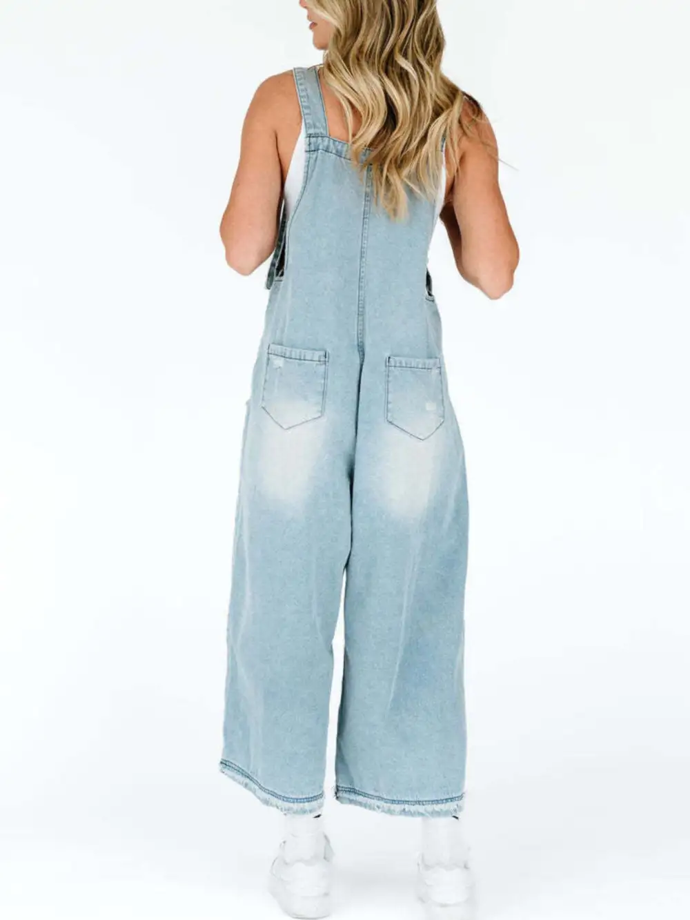 Wide Leg Denim Overalls Relaxed Fit Bib Overalls
