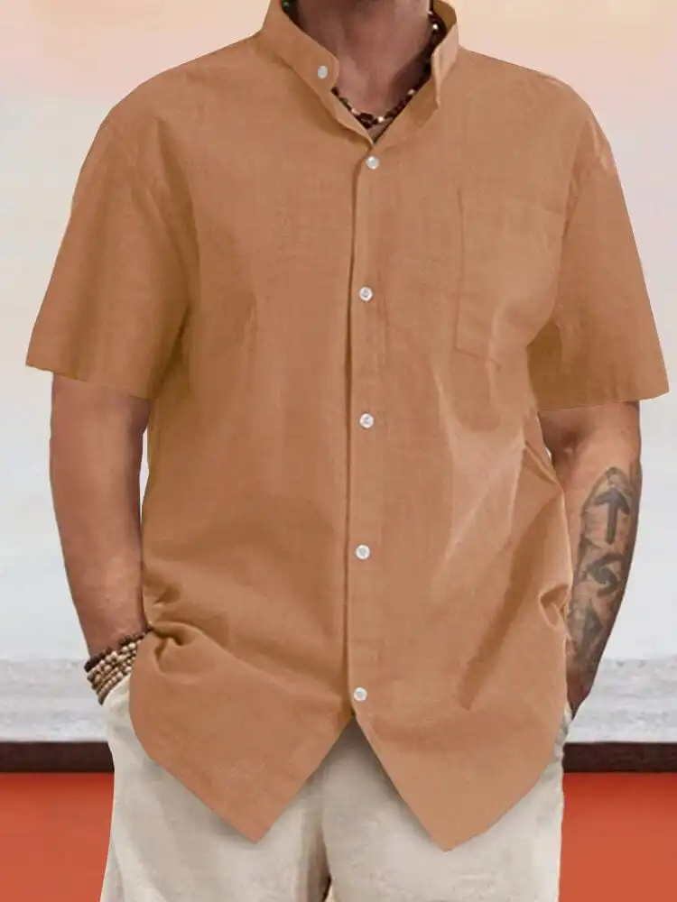 Casual Cotton Stand Collar Shirt