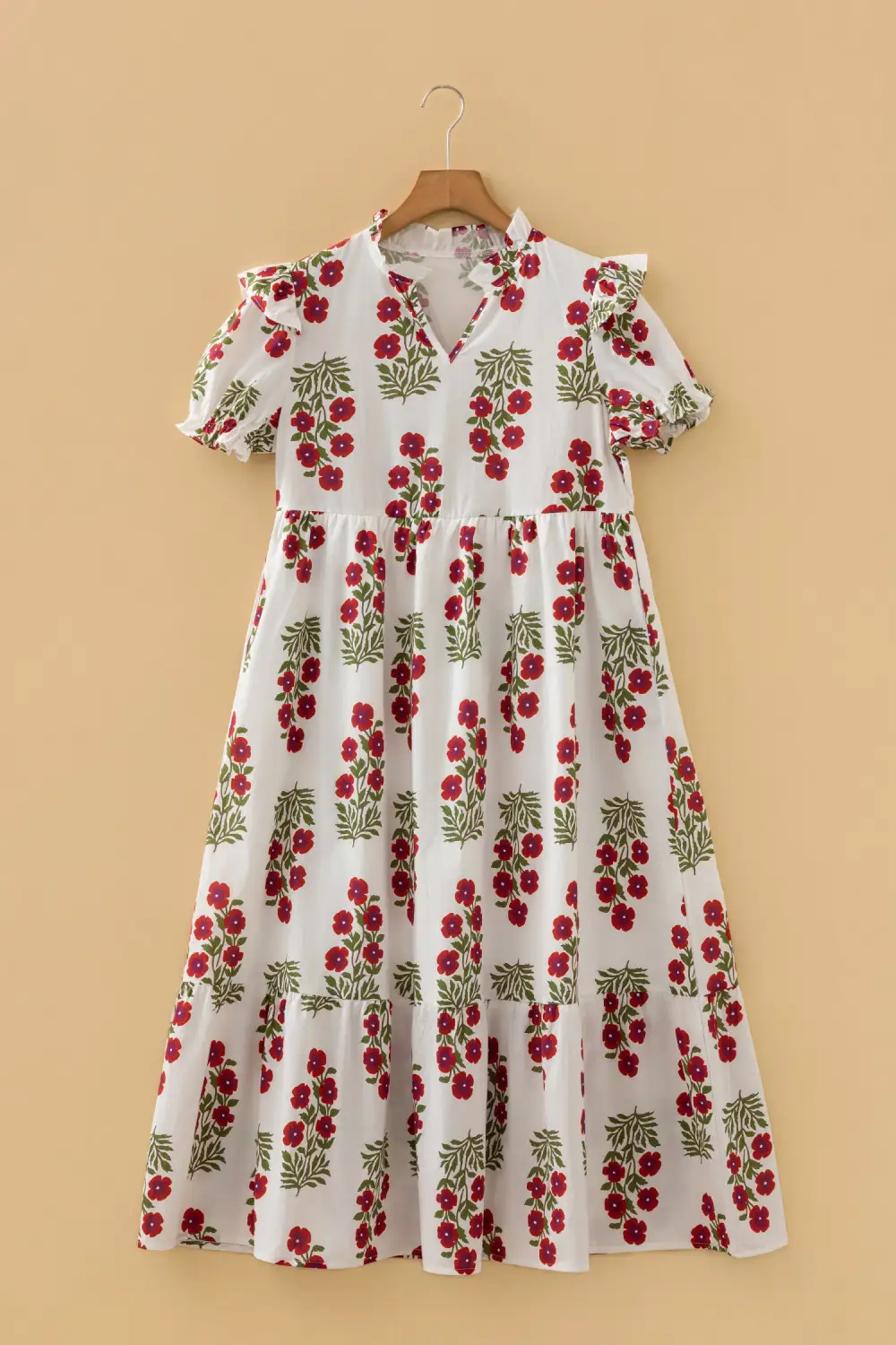 Wearable Cut Floral Printed V Neck Mini Dress
