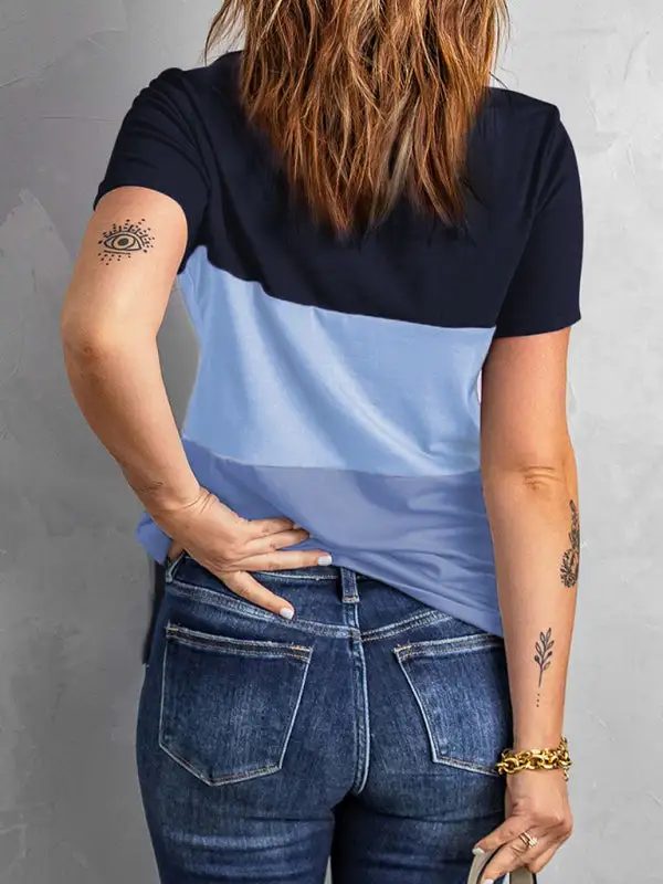 Comfortable Round-Neck Collared Short-Sleeve Knit T-Shirt