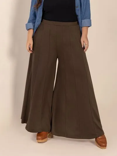 Plus Size Wide Leg Pants With Pocket