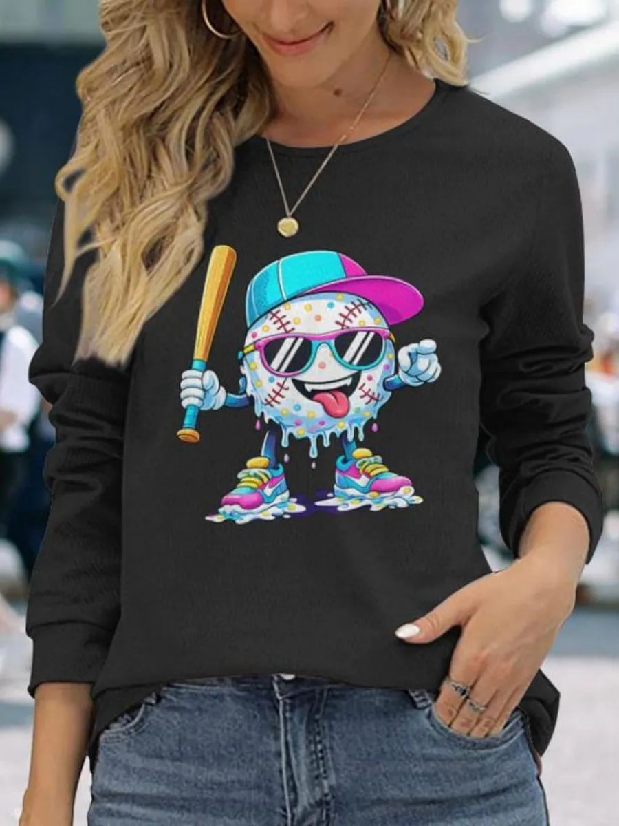Graffiti Style Baseball Printed T-Shirt