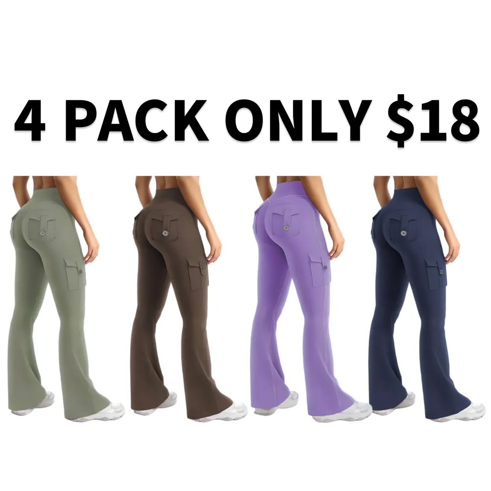 Women's High Waisted Scrunch Flare Yoga Leggings with Pockets