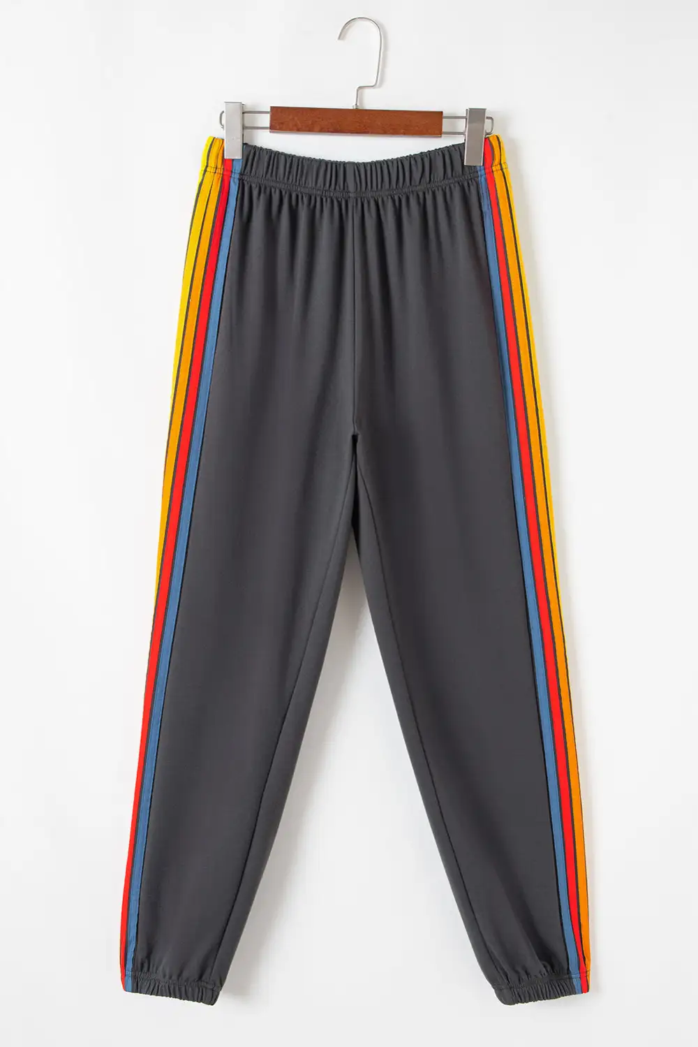 High-Waist Elastic-Waist Cropped Striped Sweatpants