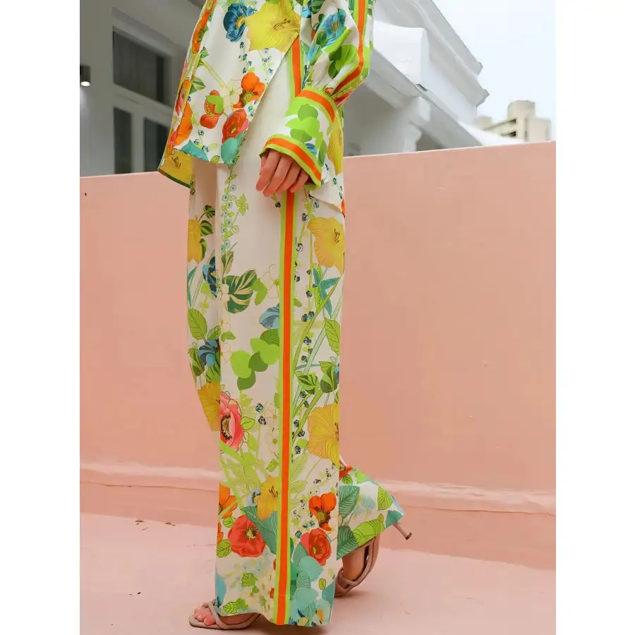 Printed Tie Back Shirt and Pants Set