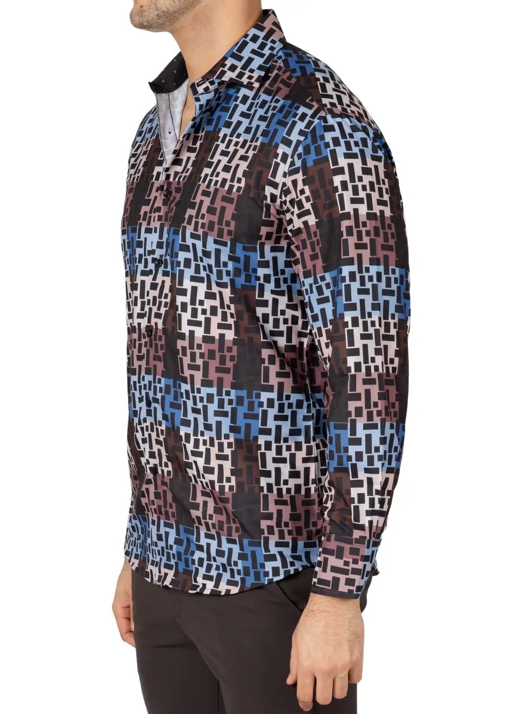 Neat Print Long Sleeve Button Shirt