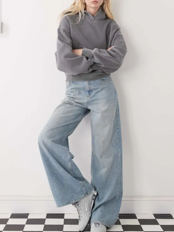 Dropped Shoulder Cropped Hoodie