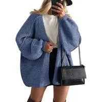 🔥Women's Oversized Cardigan Sweater Fall Long Lantern Sleeve Knit Open Front Lightweight Sweater Knitwear Tops🔥